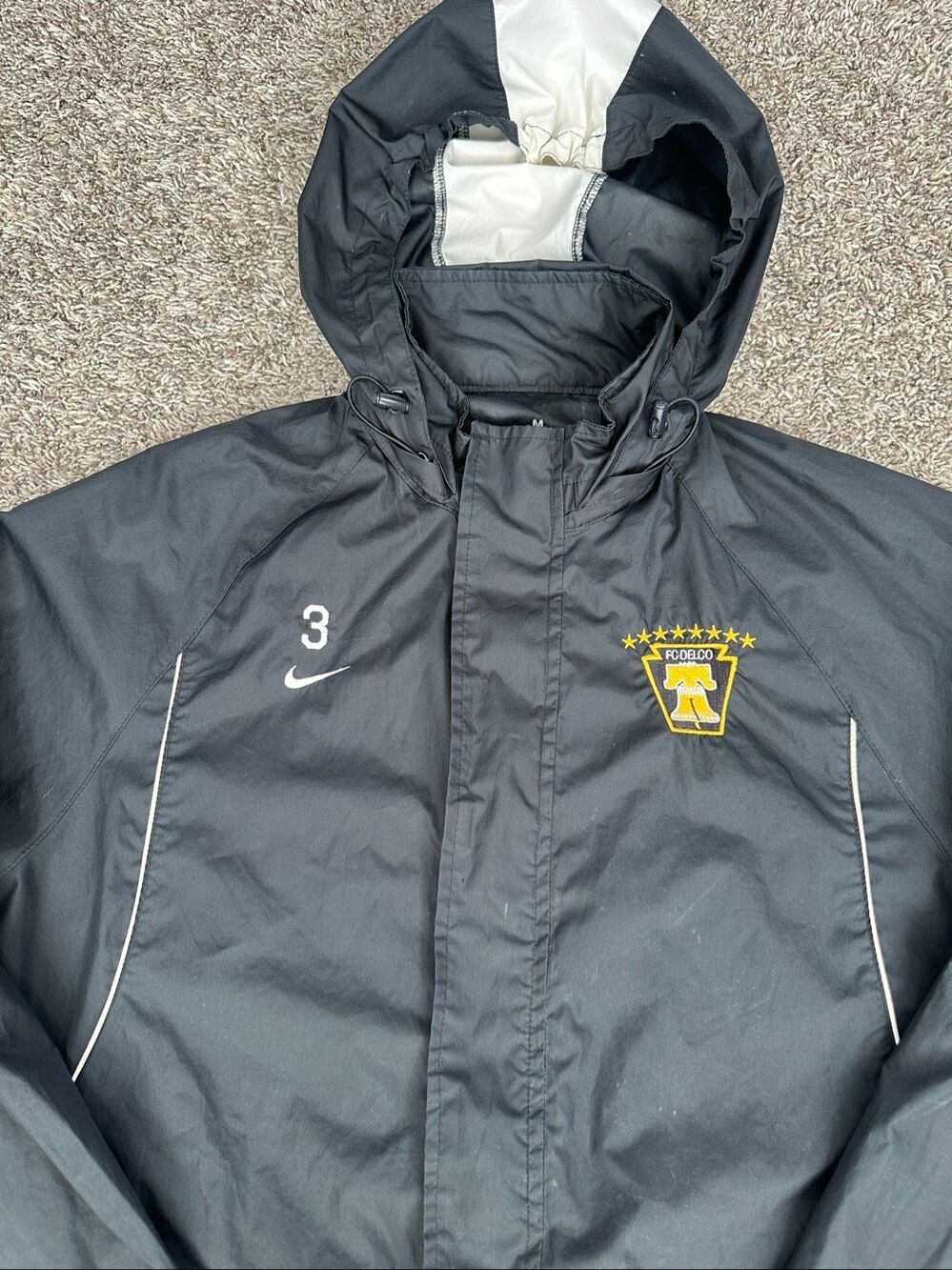 Vintage Y2K Nike Team Dri-Fit Black Full Zip Hooded Windbreaker Jacket Men’s M - Picture 9 of 11